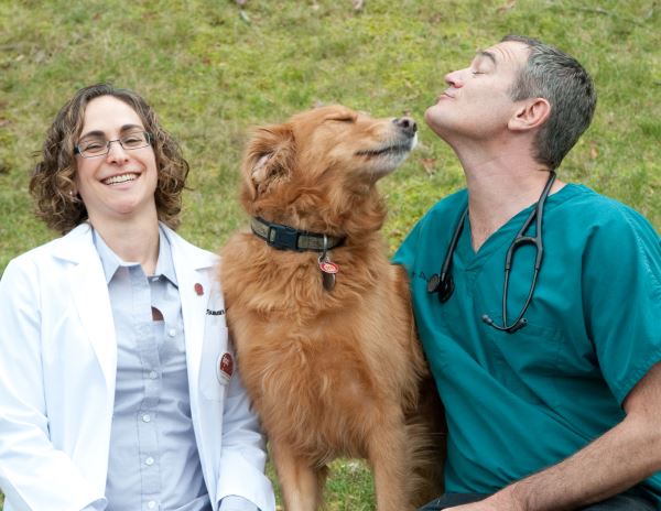 Dr. Dressler and Dr. Ettinger Golden Retriever Kisses